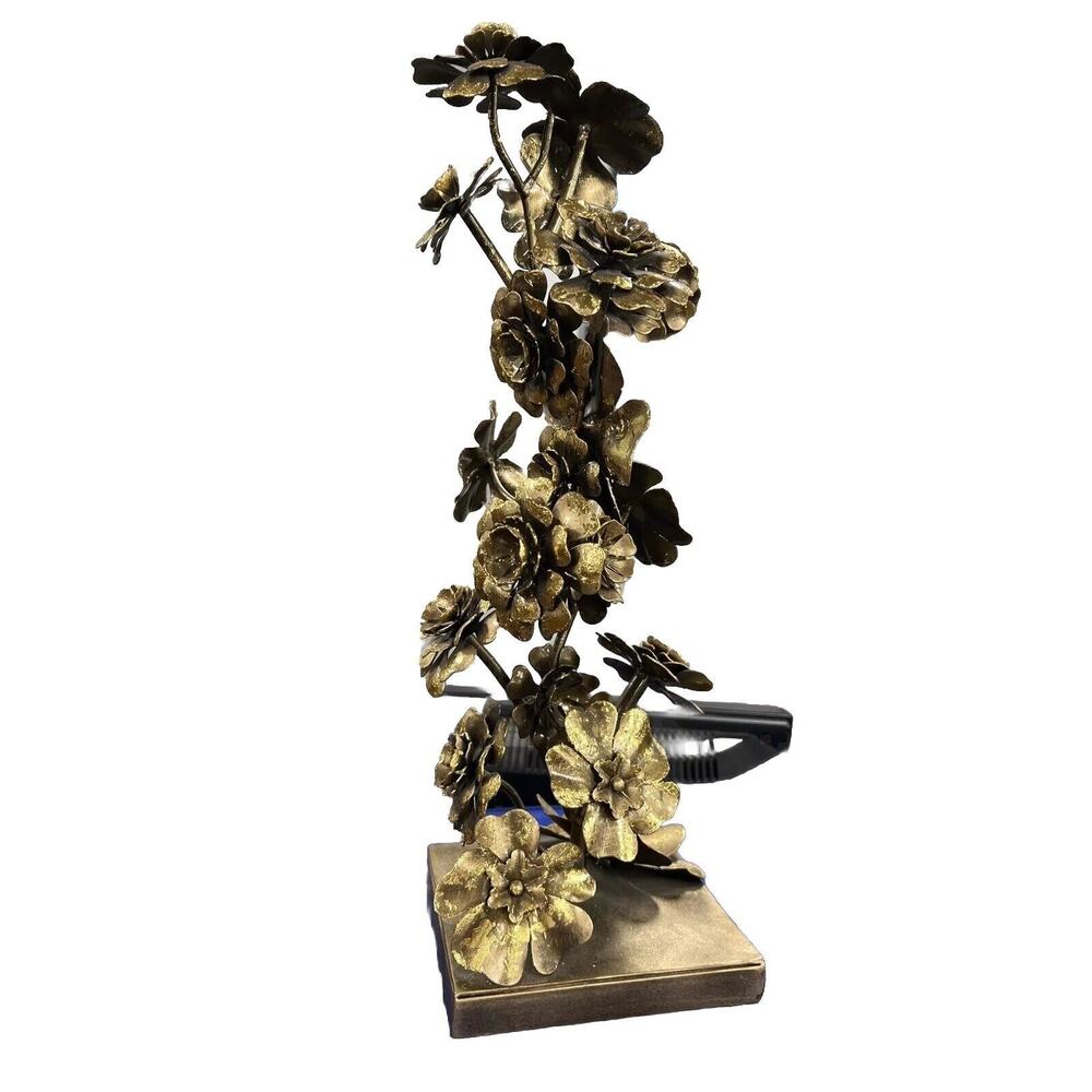 Authentic Brass Flower Sculpture MCM Made In India VINTAGE